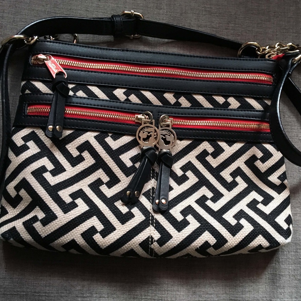 Spartina Crossbody Greek Key Linen  NWT